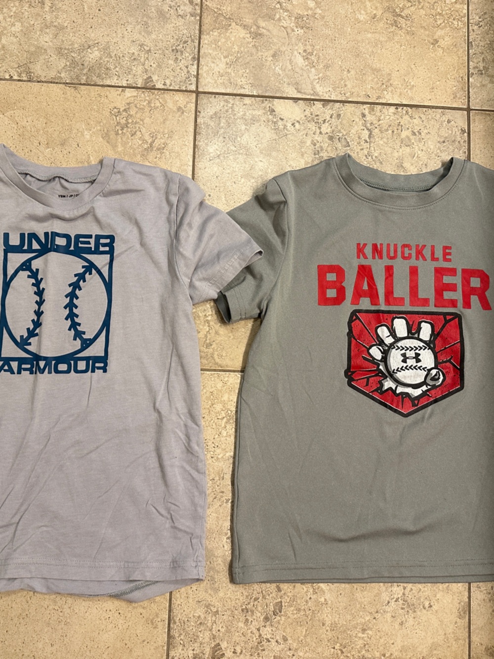 Under Armour Light Gray Tee & Gray 'Knuckle Baller' Tee - Boys